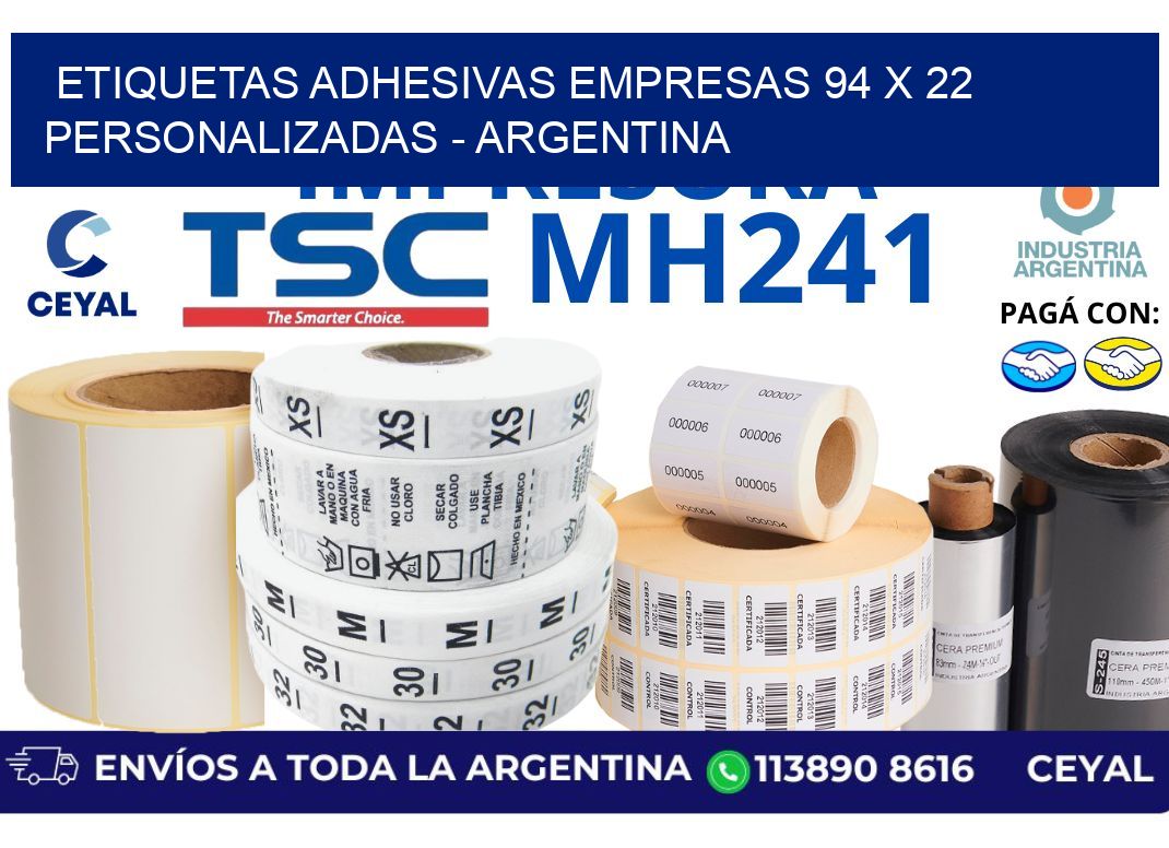 etiquetas adhesivas empresas 94 x 22 personalizadas - Argentina