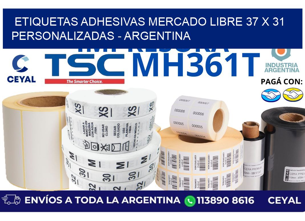 etiquetas adhesivas mercado libre 37 x 31 personalizadas - Argentina
