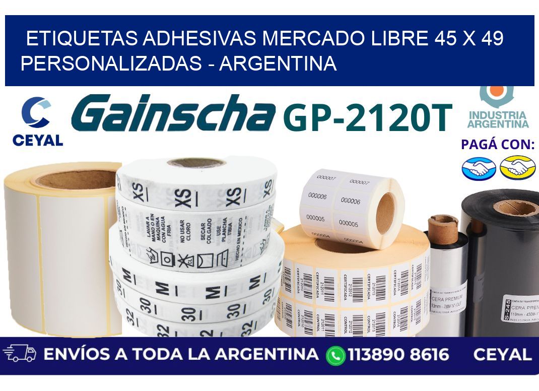 etiquetas adhesivas mercado libre 45 x 49 personalizadas - Argentina