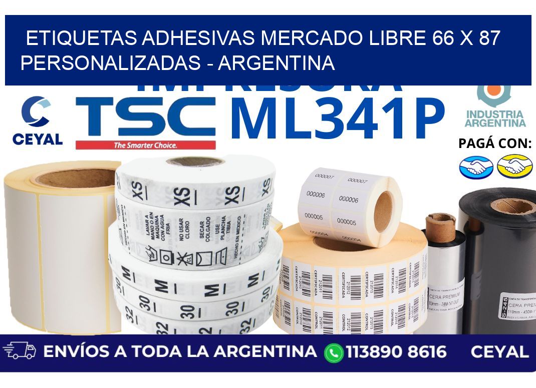 etiquetas adhesivas mercado libre 66 x 87 personalizadas - Argentina
