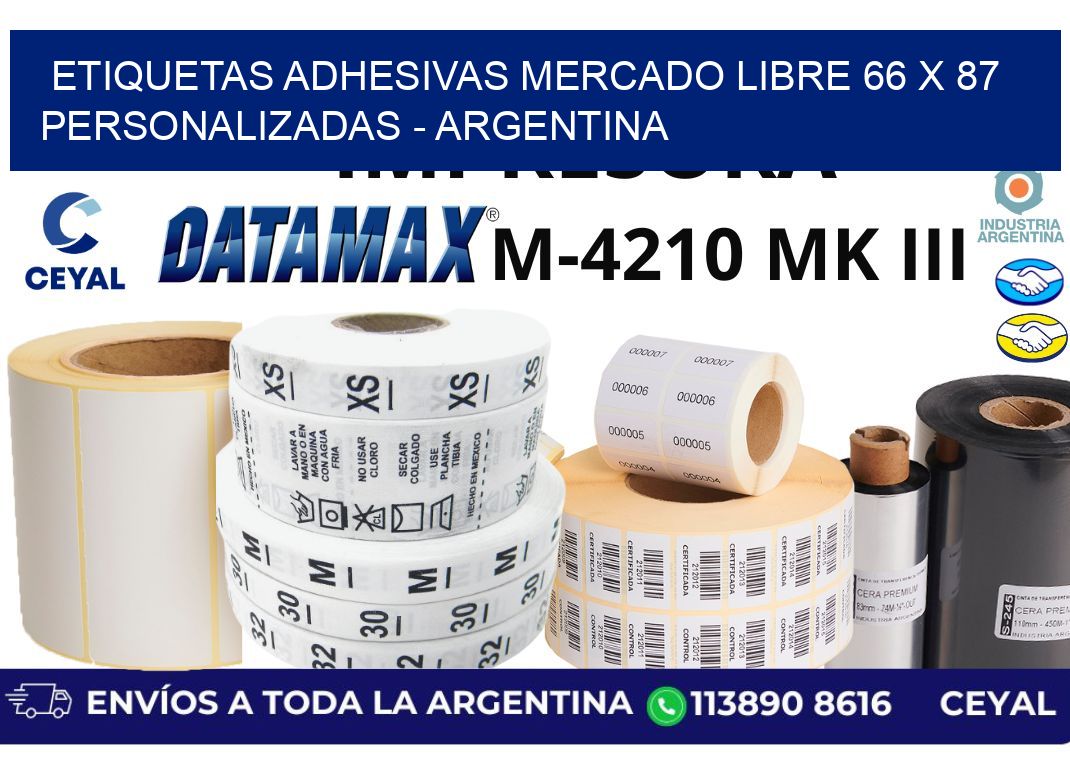 etiquetas adhesivas mercado libre 66 x 87 personalizadas - Argentina