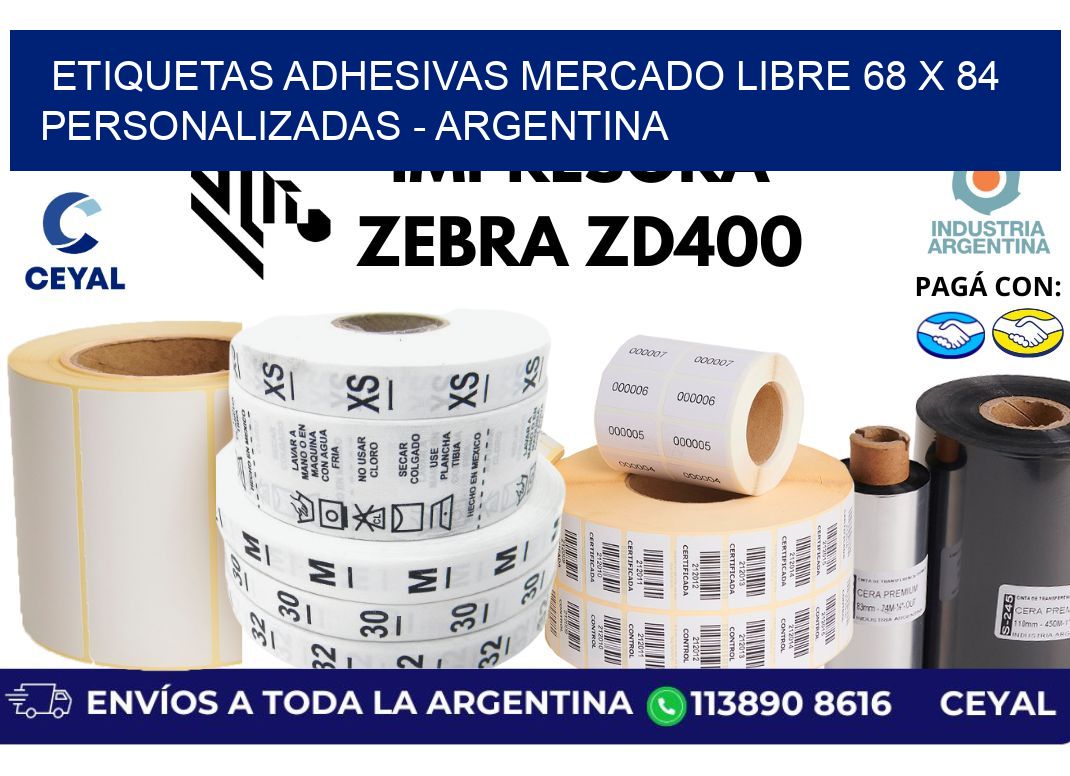 etiquetas adhesivas mercado libre 68 x 84 personalizadas - Argentina