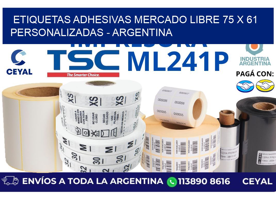 etiquetas adhesivas mercado libre 75 x 61 personalizadas - Argentina