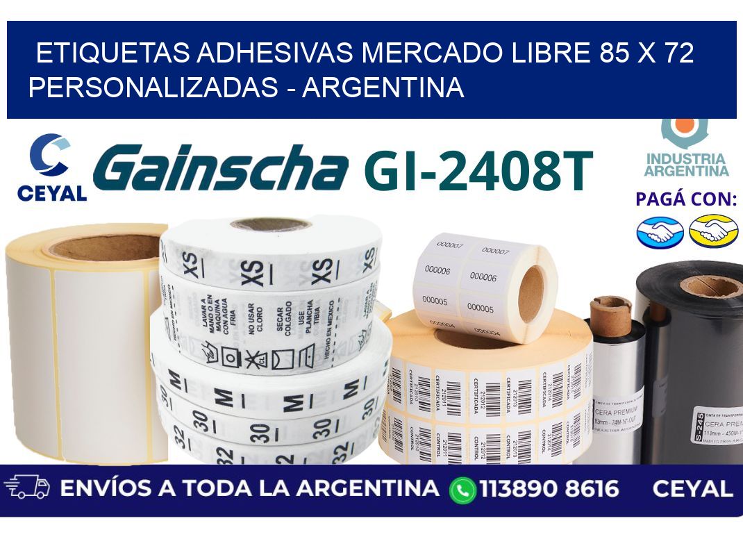 etiquetas adhesivas mercado libre 85 x 72 personalizadas - Argentina