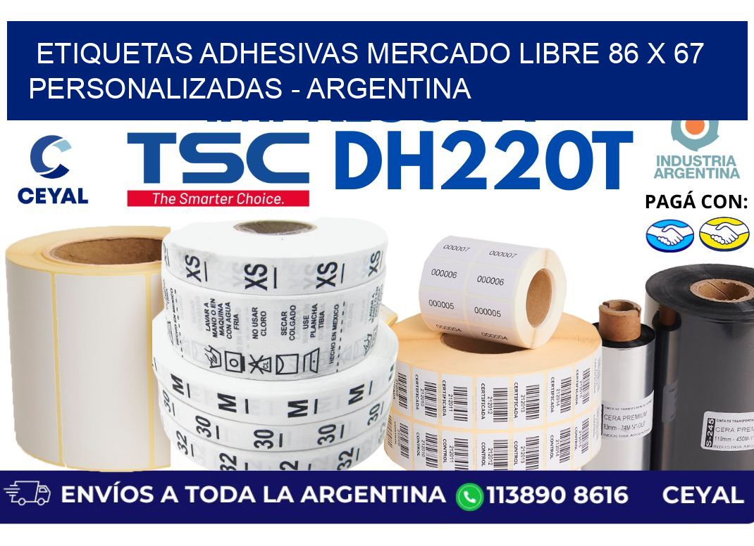 etiquetas adhesivas mercado libre 86 x 67 personalizadas - Argentina