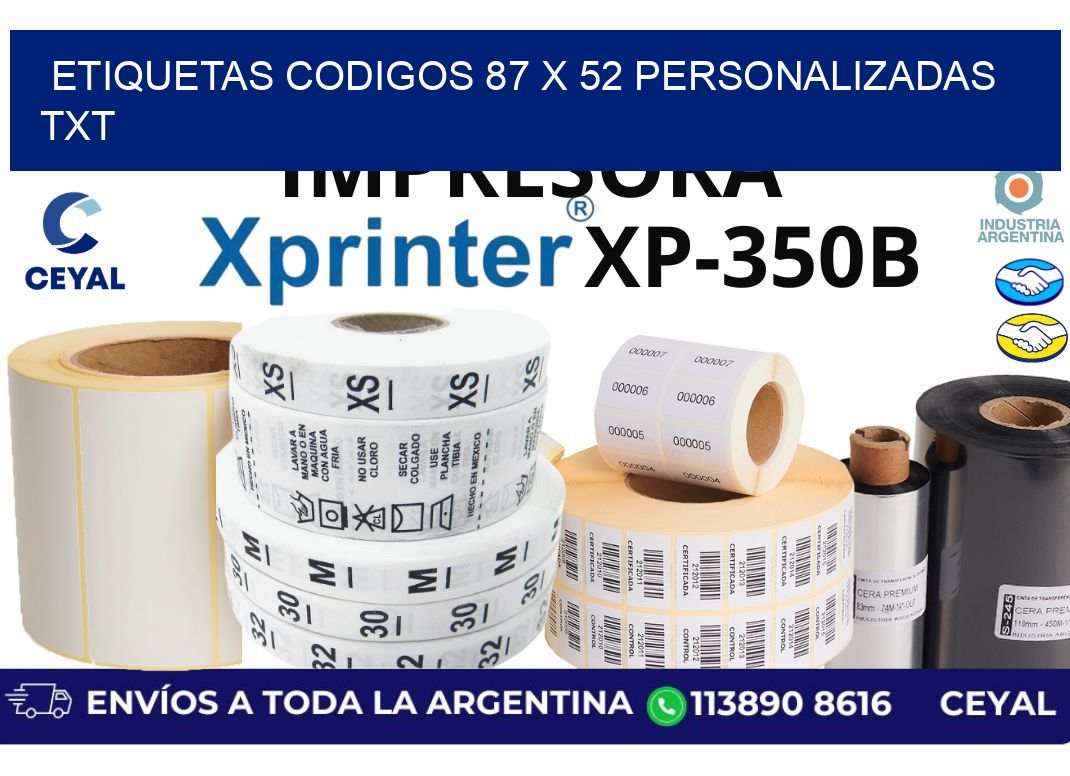 etiquetas codigos 87 x 52 personalizadas txt