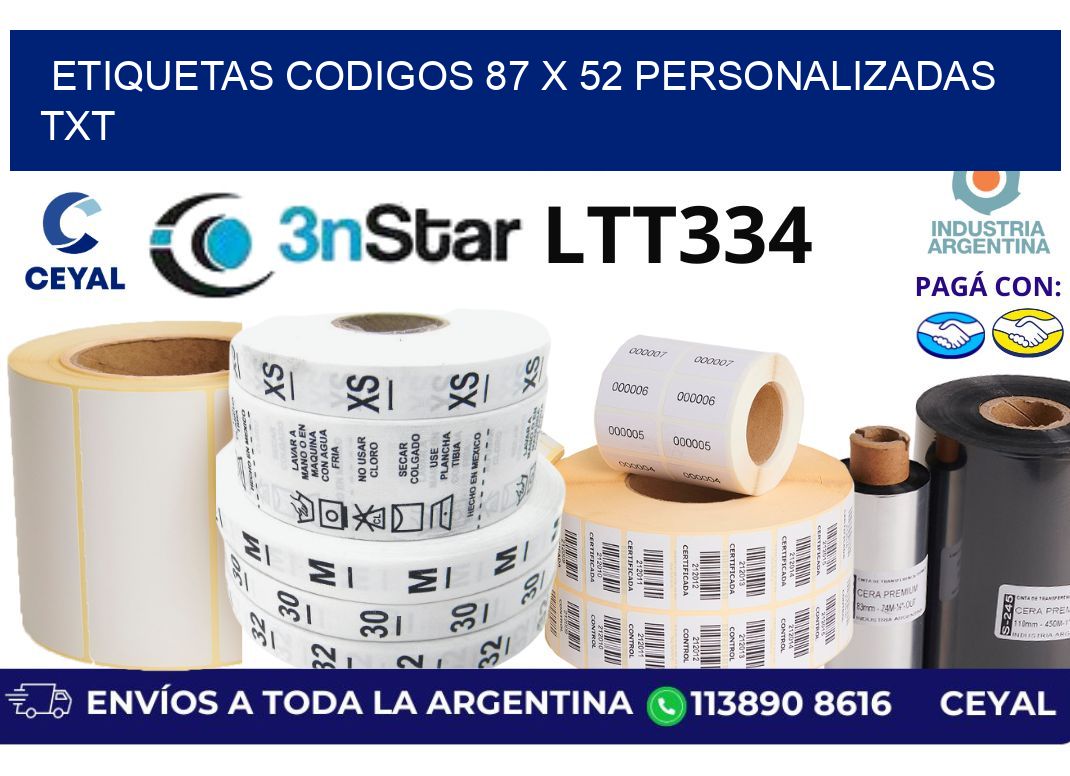 etiquetas codigos 87 x 52 personalizadas txt