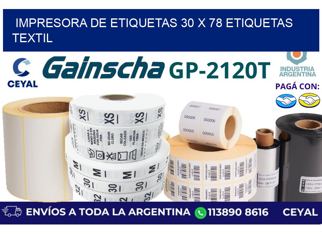 impresora de etiquetas 30 x 78 etiquetas textil