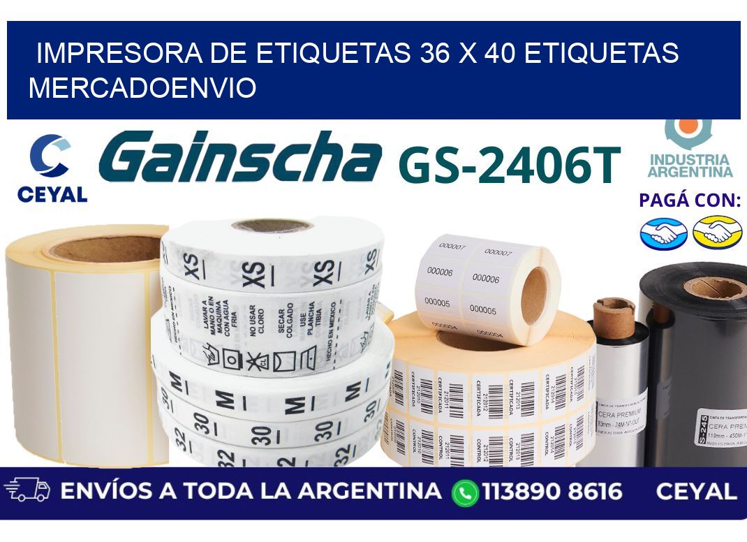impresora de etiquetas 36 x 40 etiquetas mercadoenvio