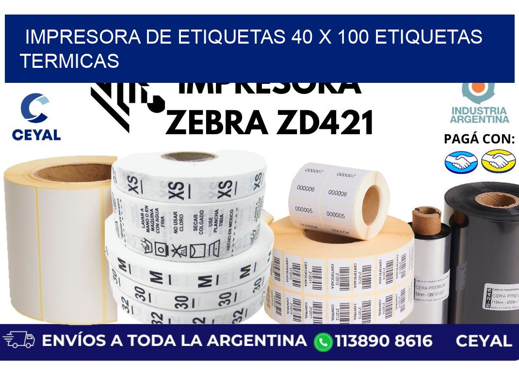 impresora de etiquetas 40 x 100 etiquetas termicas