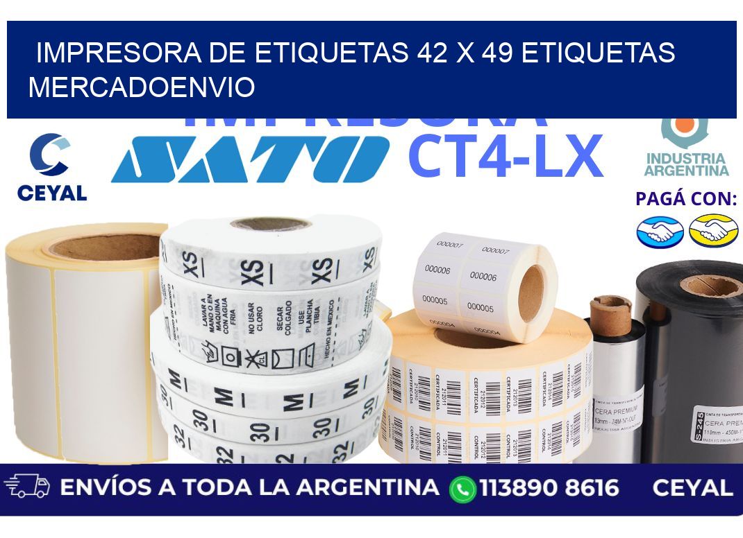 impresora de etiquetas 42 x 49 etiquetas mercadoenvio