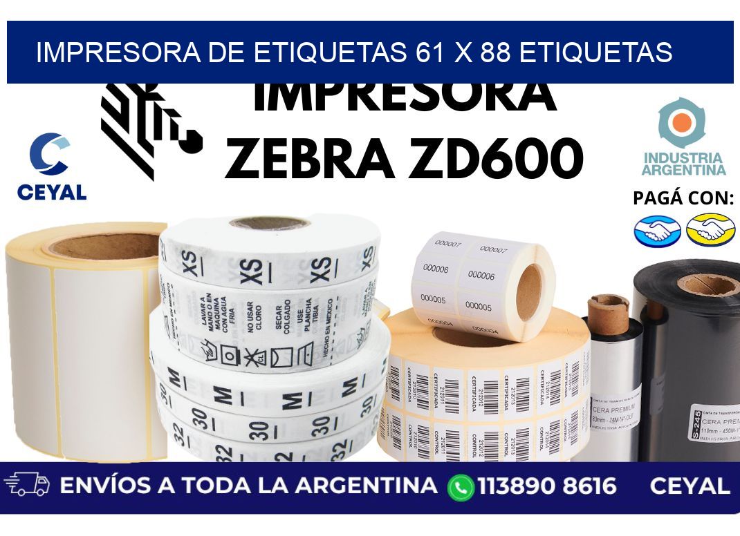 impresora de etiquetas 61 x 88 etiquetas