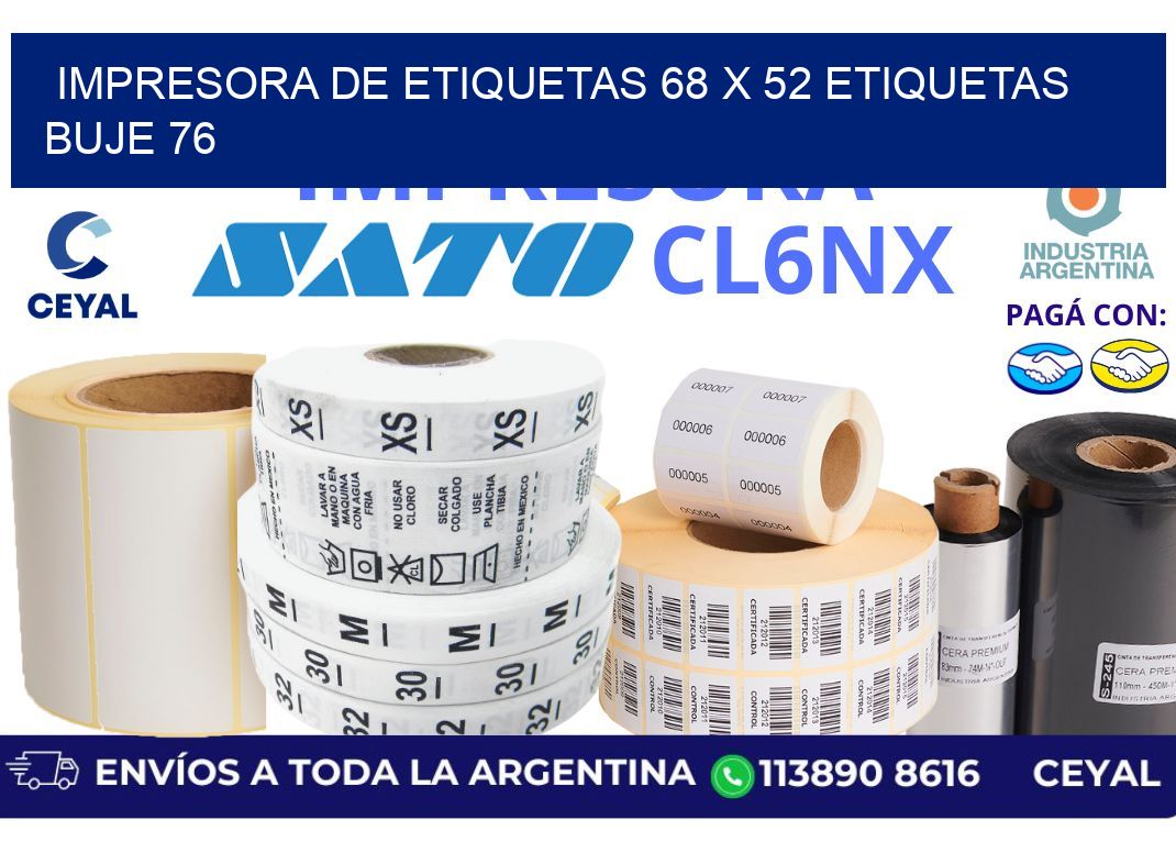 impresora de etiquetas 68 x 52 etiquetas buje 76