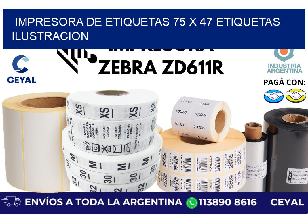 impresora de etiquetas 75 x 47 etiquetas ilustracion
