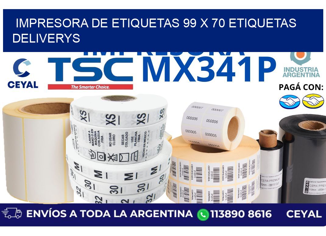 impresora de etiquetas 99 x 70 etiquetas deliverys