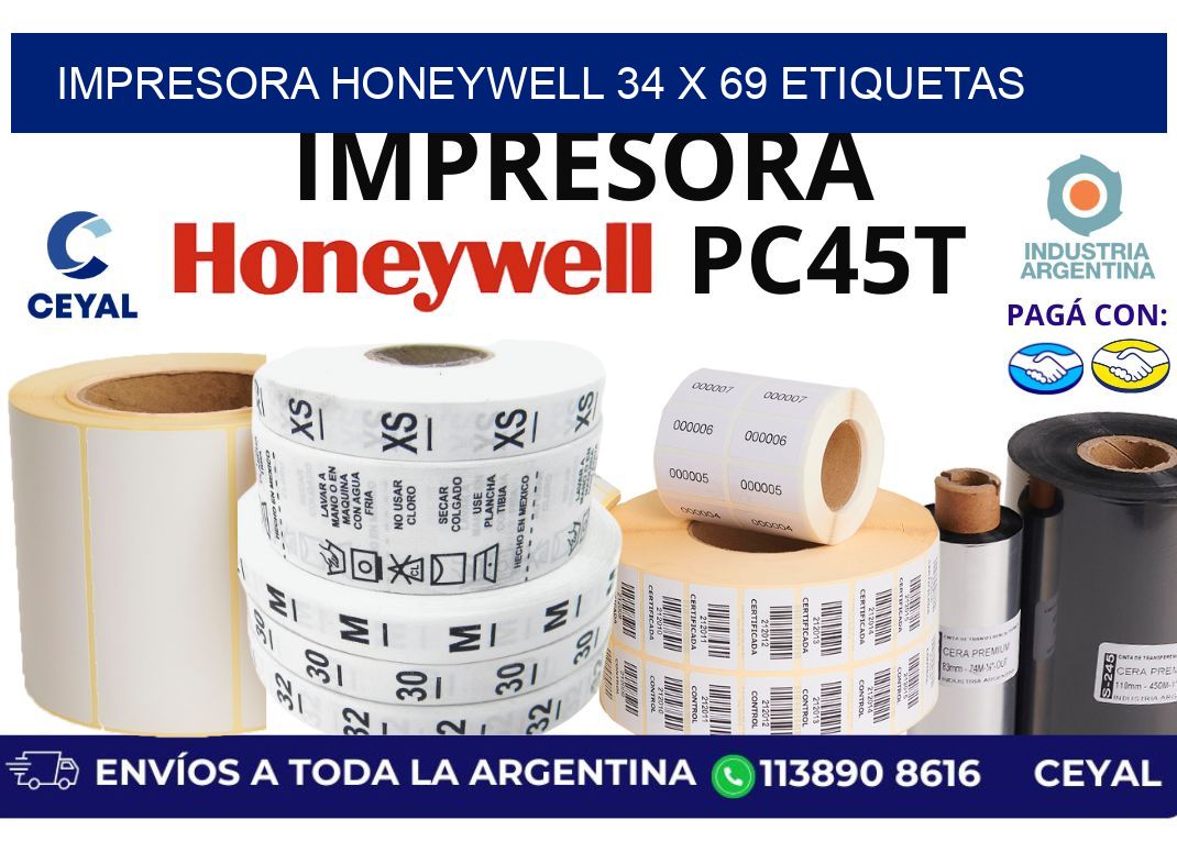 impresora honeywell 34 x 69 etiquetas