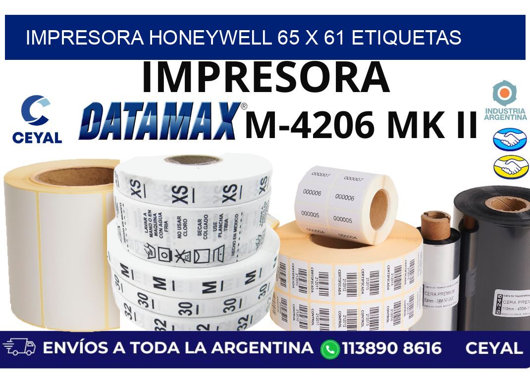 impresora honeywell 65 x 61 etiquetas