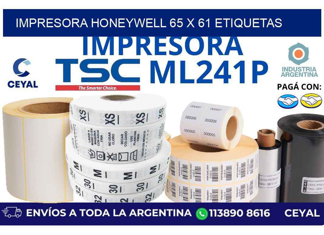 impresora honeywell 65 x 61 etiquetas