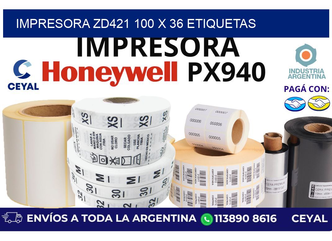 impresora zd421 100 x 36 etiquetas