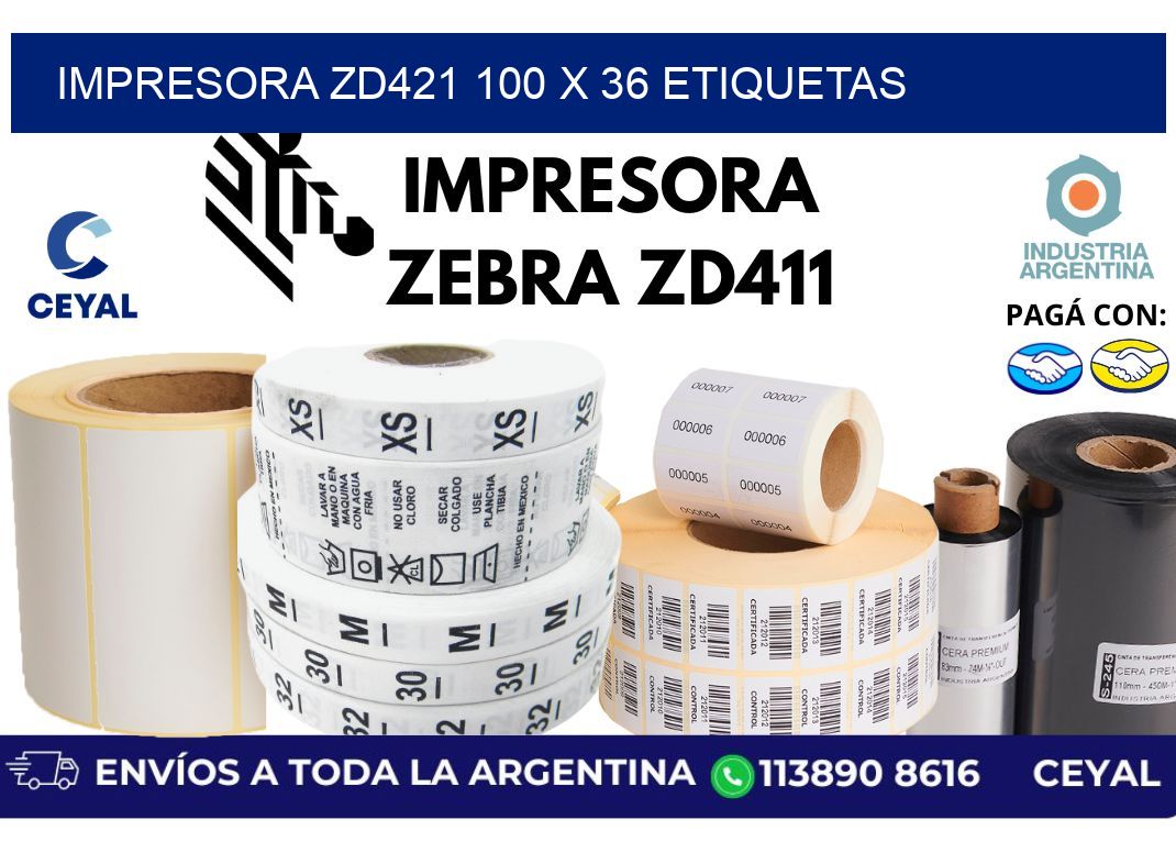 impresora zd421 100 x 36 etiquetas