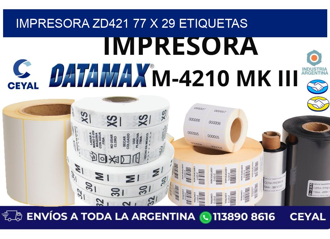 impresora zd421 77 x 29 etiquetas