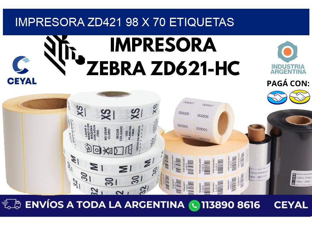 impresora zd421 98 x 70 etiquetas