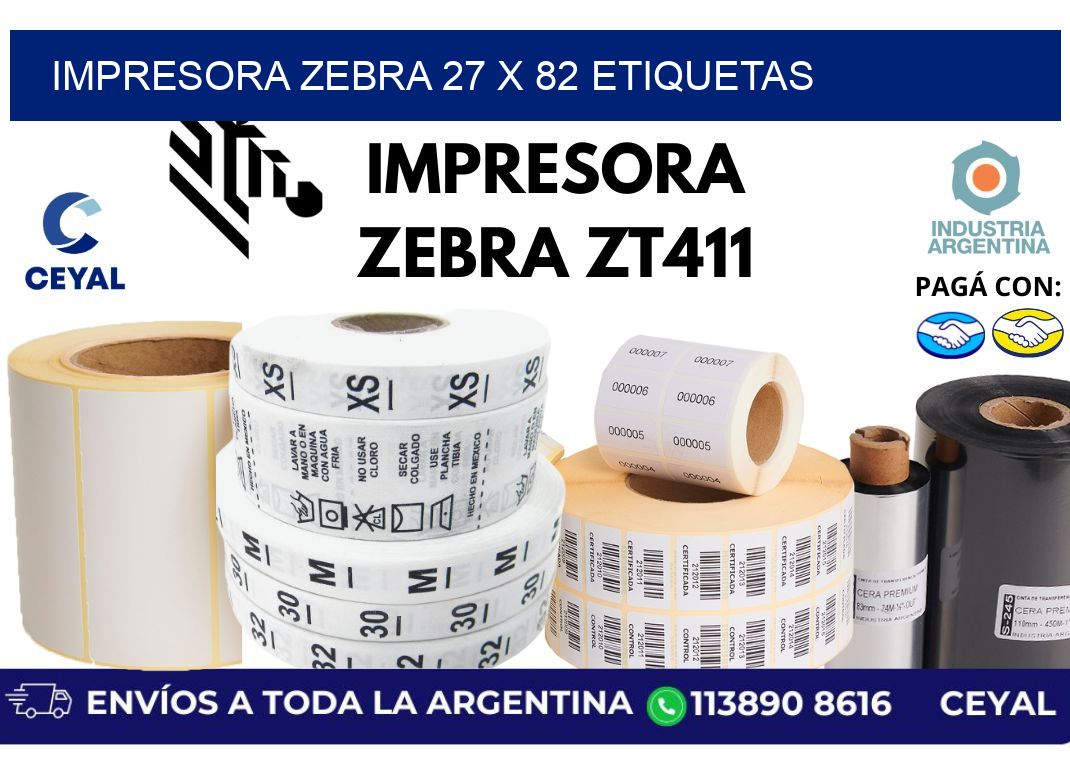 impresora zebra 27 x 82 etiquetas