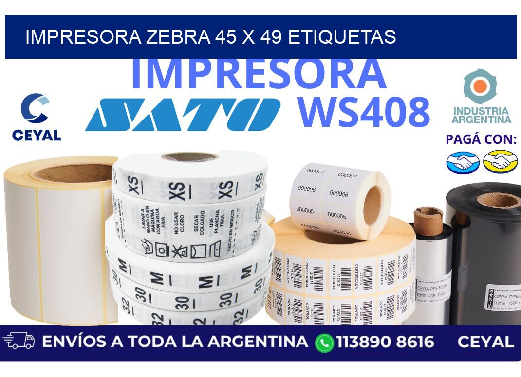 impresora zebra 45 x 49 etiquetas