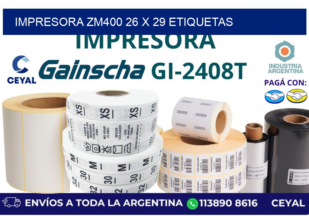 impresora zm400 26 x 29 etiquetas