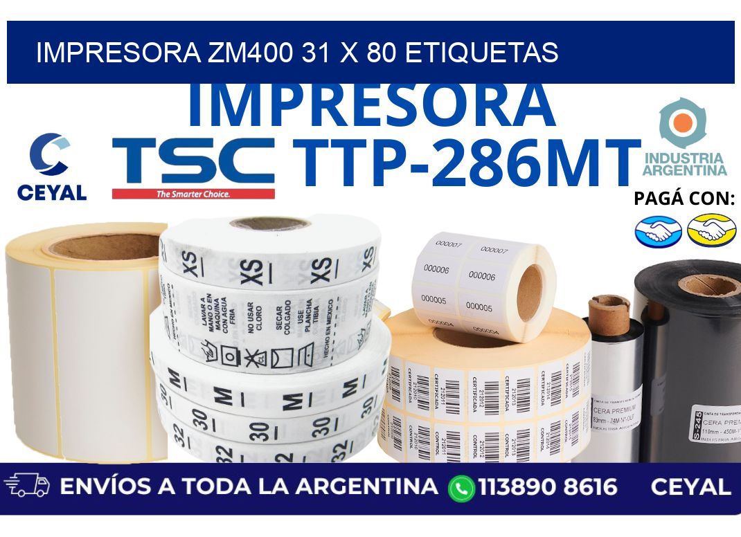 impresora zm400 31 x 80 etiquetas