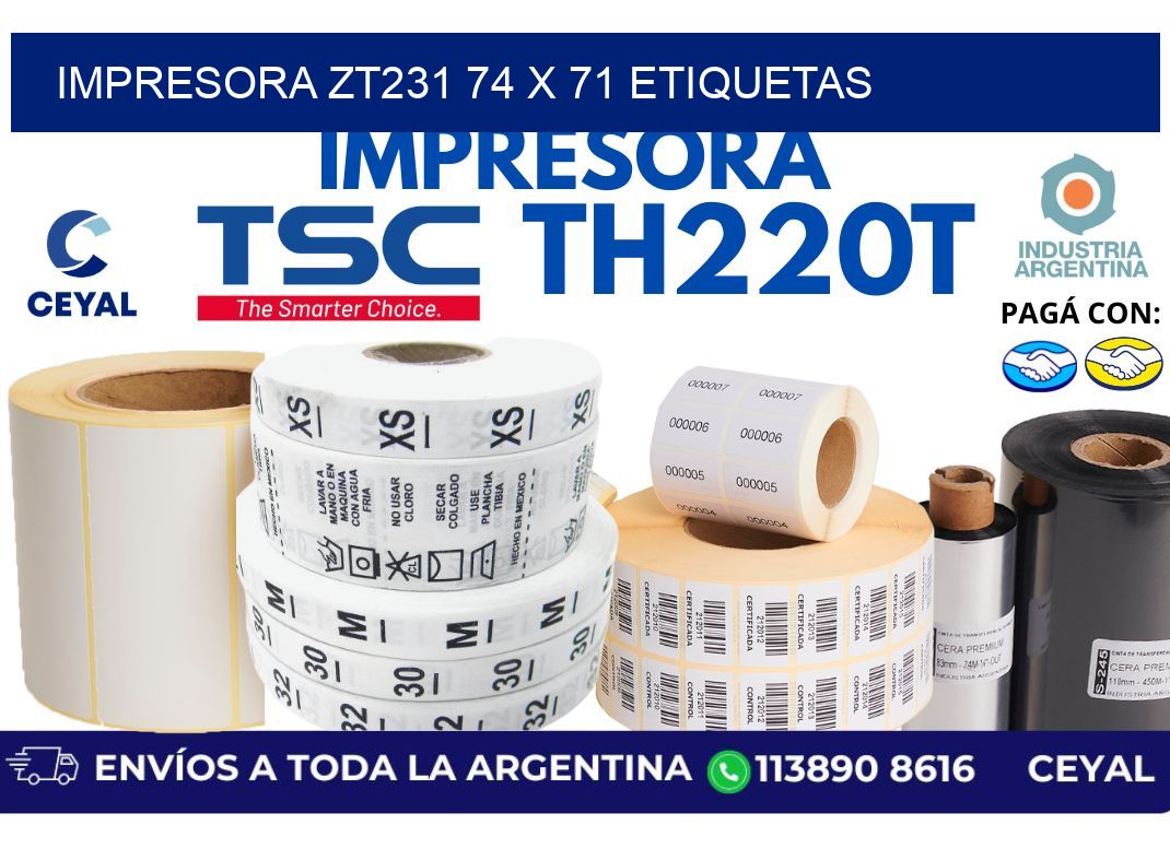 impresora zt231 74 x 71 etiquetas