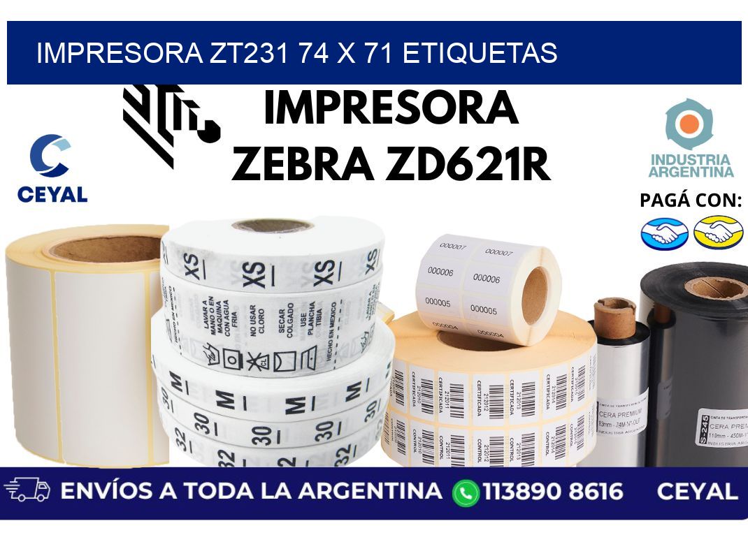 impresora zt231 74 x 71 etiquetas