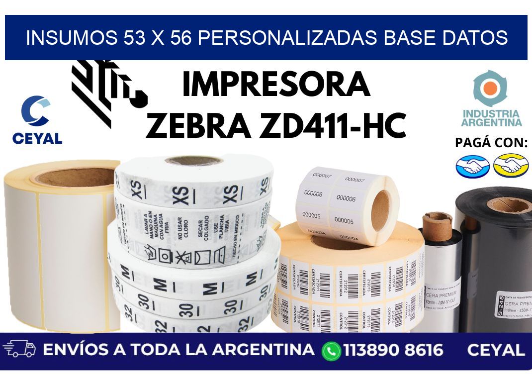 insumos 53 x 56 personalizadas base datos