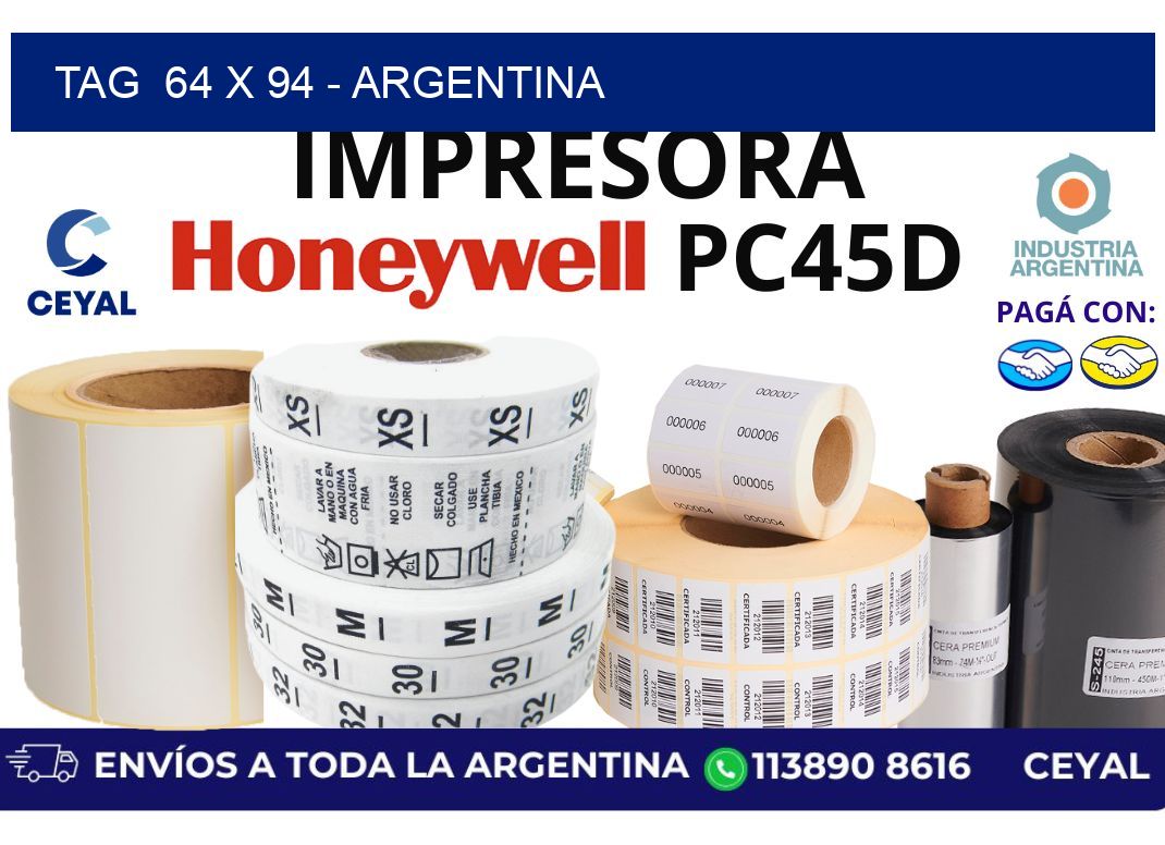 tag  64 x 94 - Argentina