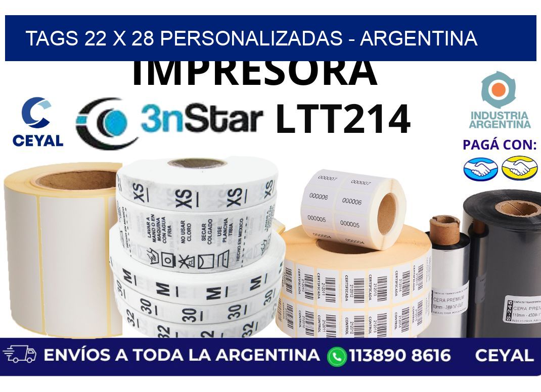 tags 22 x 28 personalizadas - Argentina