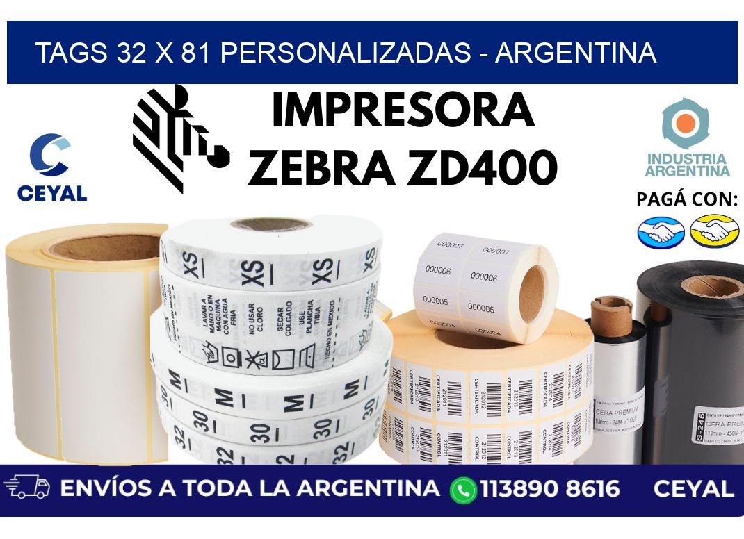 tags 32 x 81 personalizadas - Argentina