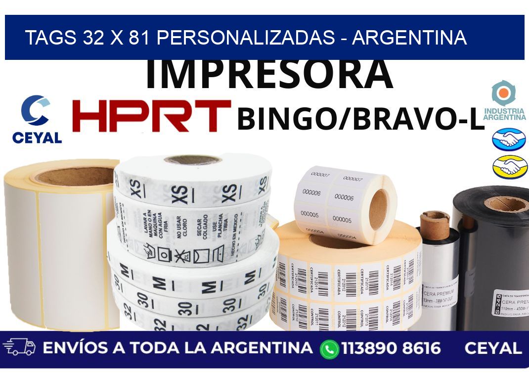 tags 32 x 81 personalizadas - Argentina