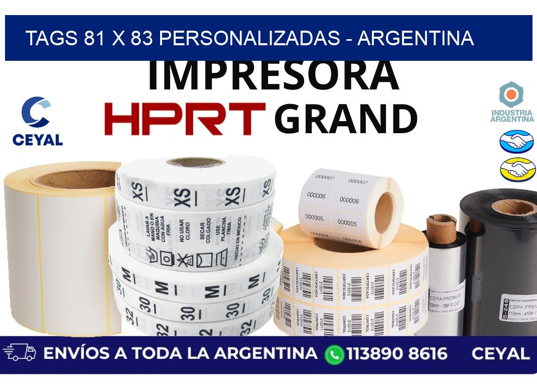 tags 81 x 83 personalizadas - Argentina