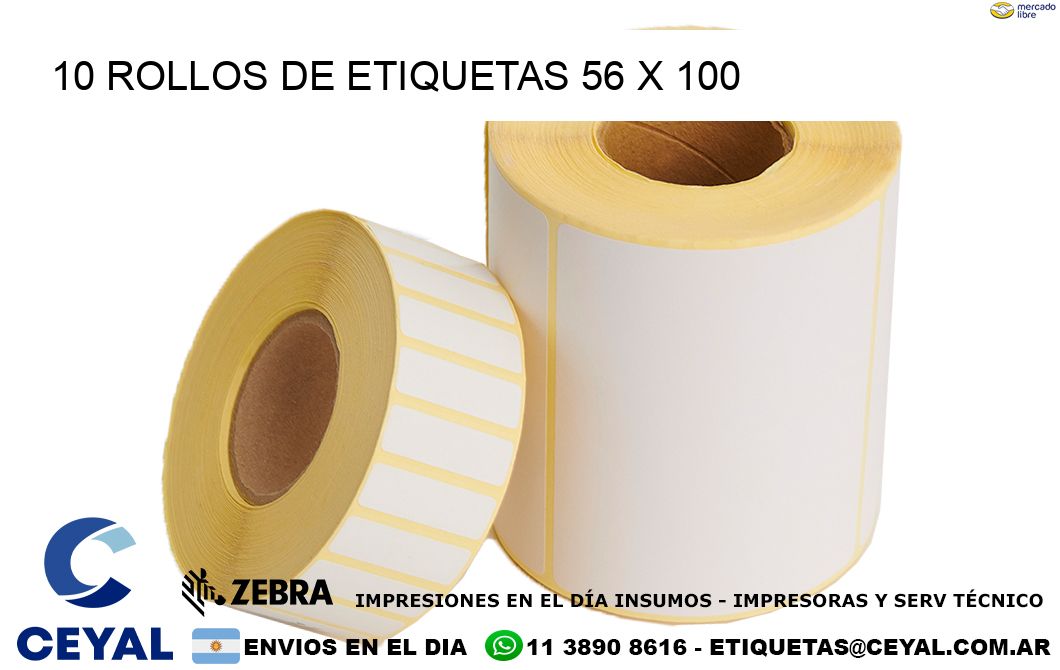 10 ROLLOS DE ETIQUETAS 56 x 100