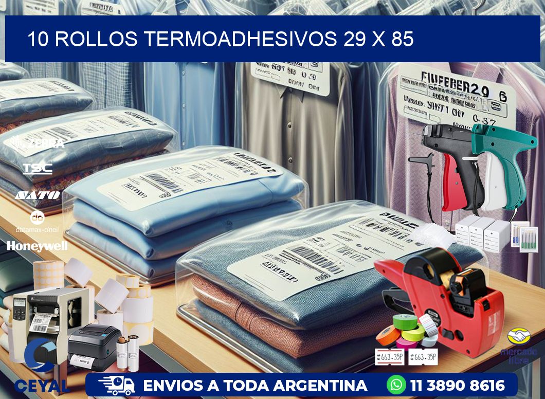 10 ROLLOS TERMOADHESIVOS 29 x 85