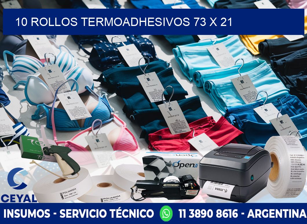 10 ROLLOS TERMOADHESIVOS 73 x 21