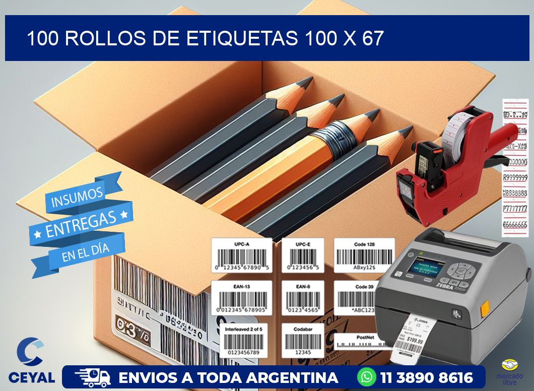 100 ROLLOS DE ETIQUETAS 100 x 67