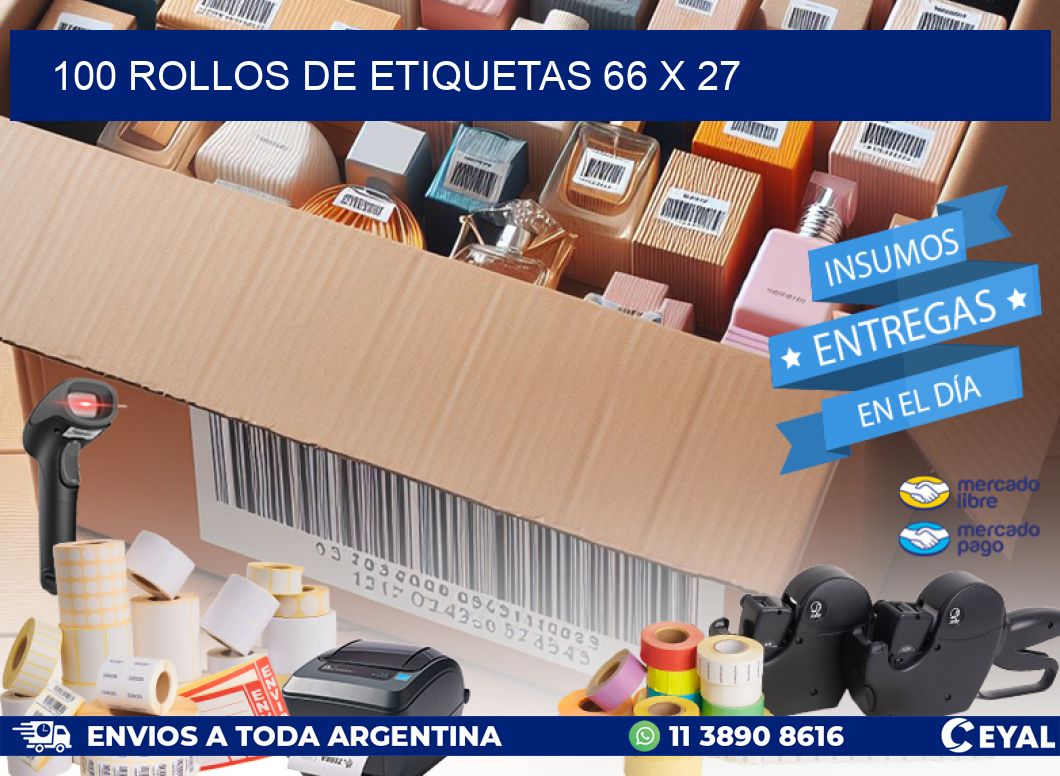 100 ROLLOS DE ETIQUETAS 66 x 27
