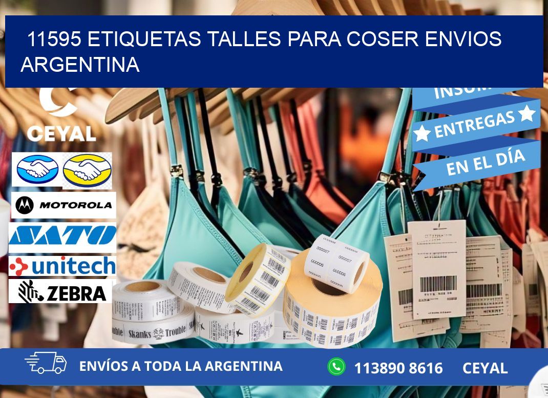 11595 ETIQUETAS TALLES PARA COSER ENVIOS ARGENTINA