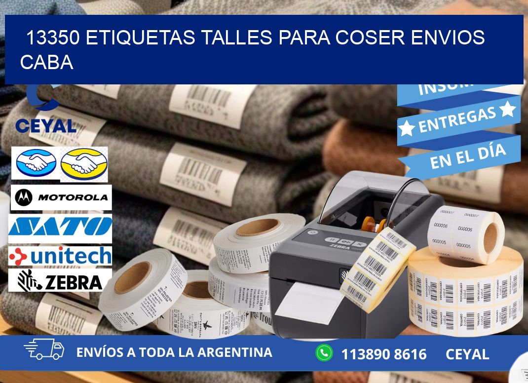 13350 ETIQUETAS TALLES PARA COSER ENVIOS CABA