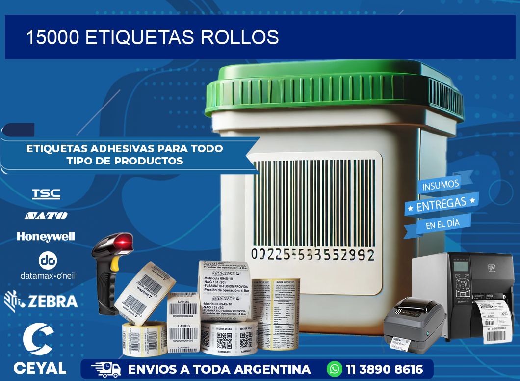 15000 etiquetas rollos
