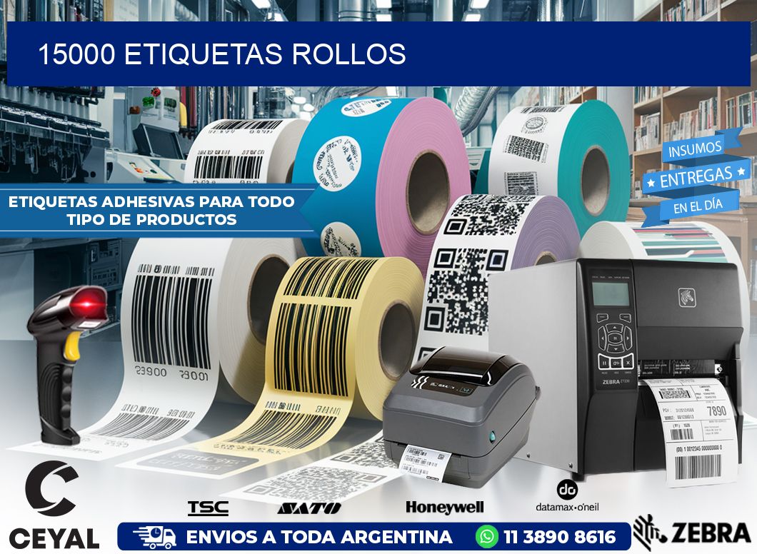 15000 etiquetas rollos