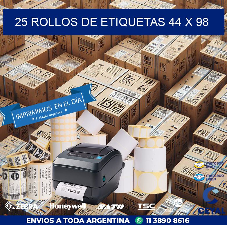 25 ROLLOS DE ETIQUETAS 44 x 98
