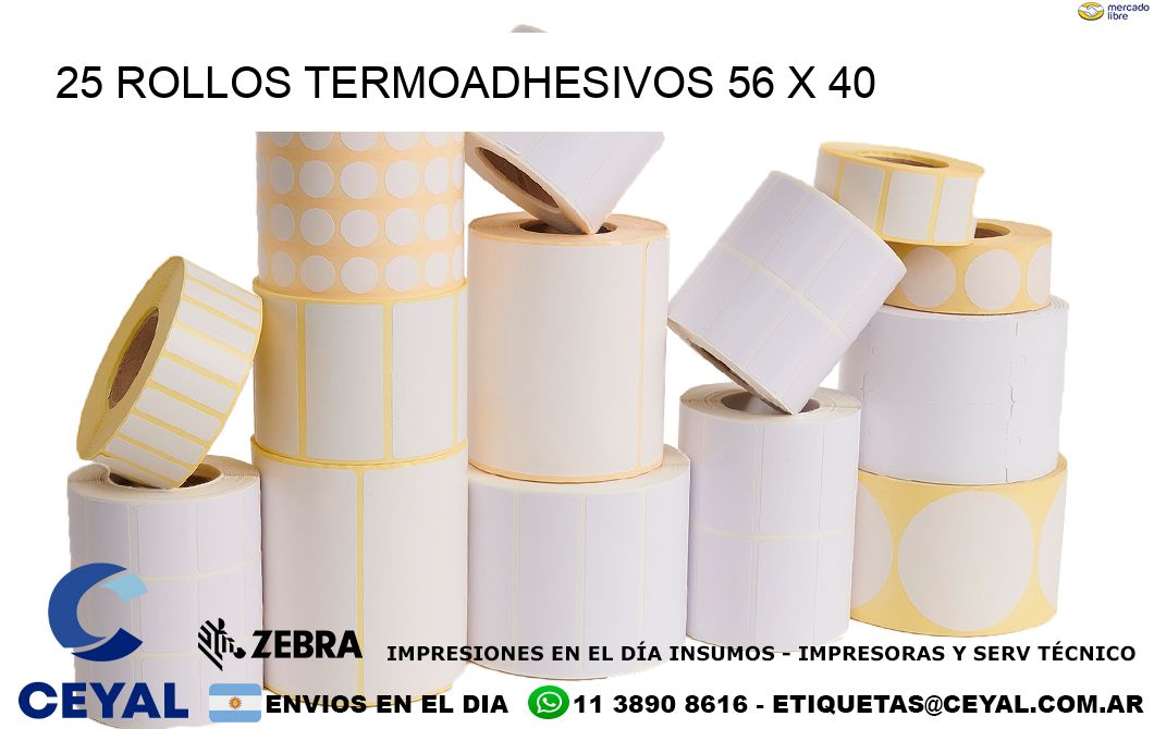 25 ROLLOS TERMOADHESIVOS 56 x 40