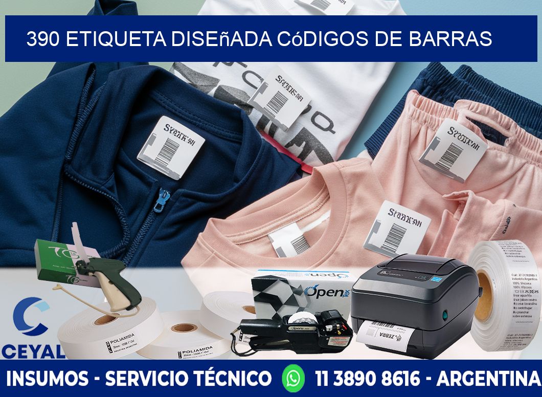 390 etiqueta diseñada códigos de barras